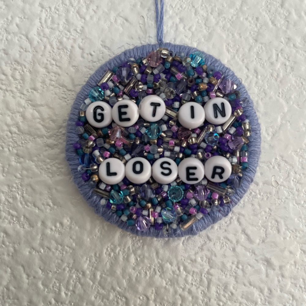 Beaded Purple and Blue Car Charm